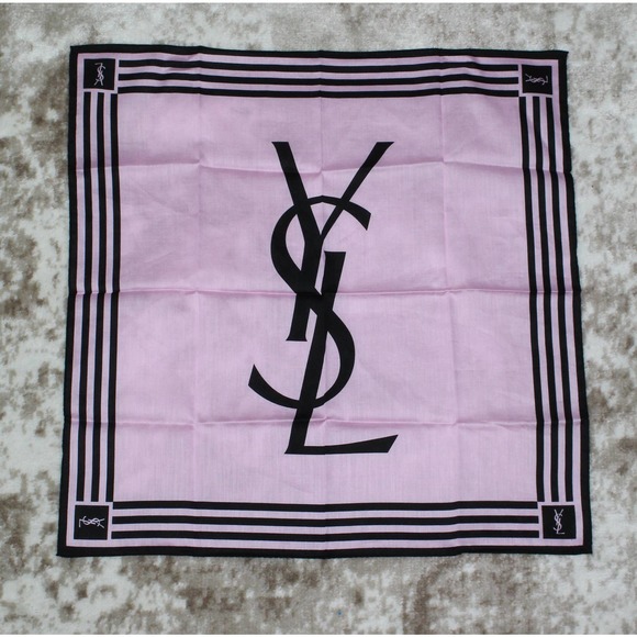 Yves Saint Laurent Accessories - YSL Pink And Black Cotton Handkerchief